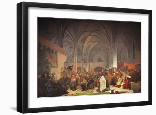 Master Jan Hus Preaching at the Bethlehem Chapel (The Cycle the Slav Epi)-Alphonse Mucha-Framed Giclee Print