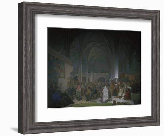 Master Jan Hus Preaching in the Bethlehem Chapel, 1414. from the 'slav Epic', 1916-Alphonse Mucha-Framed Giclee Print