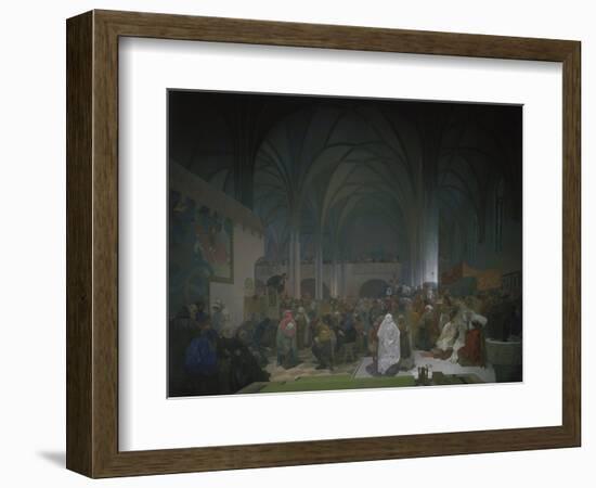 Master Jan Hus Preaching in the Bethlehem Chapel, 1414. from the 'slav Epic', 1916-Alphonse Mucha-Framed Giclee Print