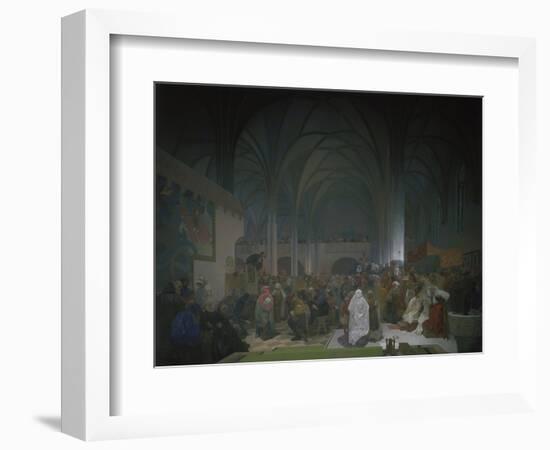 Master Jan Hus Preaching in the Bethlehem Chapel, 1414. from the 'slav Epic', 1916-Alphonse Mucha-Framed Giclee Print