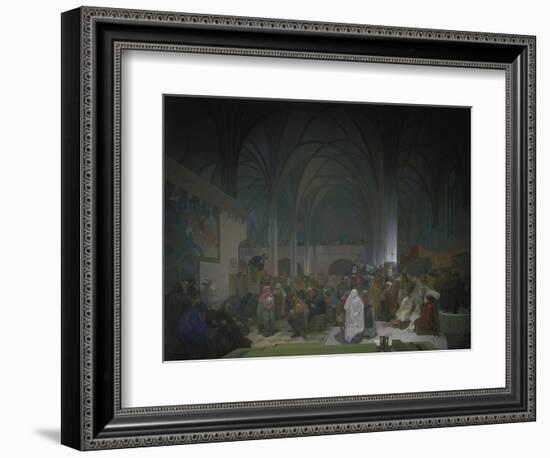 Master Jan Hus Preaching in the Bethlehem Chapel, 1414. from the 'slav Epic', 1916-Alphonse Mucha-Framed Giclee Print