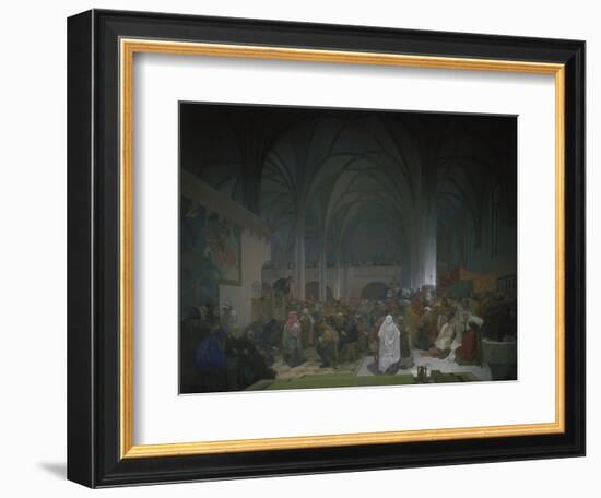 Master Jan Hus Preaching in the Bethlehem Chapel, 1414. from the 'slav Epic', 1916-Alphonse Mucha-Framed Giclee Print