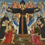 Christ on the Cross with Saints Vincent Ferre, John the Baptist, Mark and Antonius, c.1491-5-Master of the Fiesole Epiphany-Giclee Print