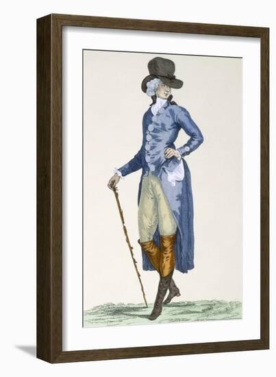 Master of the Royal House in an Elaborate Blue Coat, Engraved by Le Beau, Plate No.256-Francois Louis Joseph Watteau-Framed Giclee Print