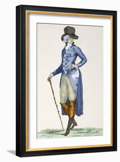 Master of the Royal House in an Elaborate Blue Coat, Engraved by Le Beau, Plate No.256-Francois Louis Joseph Watteau-Framed Giclee Print