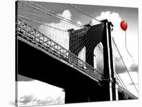 Balloon over Brooklyn Bridge-Masterfunk collective-Stretched Canvas