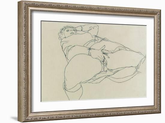 Masturbating Woman with Legs Spread, 1913-Egon Schiele-Framed Giclee Print