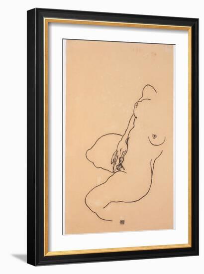 Masturbating Woman Without Head, 1918-Egon Schiele-Framed Giclee Print