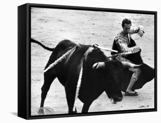 Matador Julian Marin and Bull in the Ring During a Bullfight Celebrating the Fiesta de San Ferman-Tony Linck-Framed Premier Image Canvas