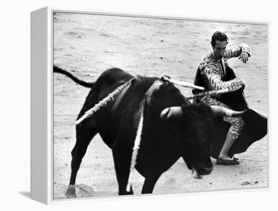 Matador Julian Marin and Bull in the Ring During a Bullfight Celebrating the Fiesta de San Ferman-Tony Linck-Framed Premier Image Canvas