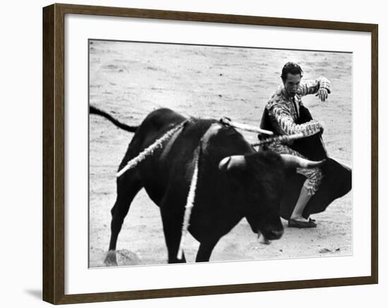 Matador Julian Marin and Bull in the Ring During a Bullfight Celebrating the Fiesta de San Ferman-Tony Linck-Framed Premium Photographic Print