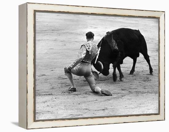 Matador Julian Marin and Bull in the Ring for a Bullfight During the Fiesta de San Ferman-Tony Linck-Framed Premier Image Canvas