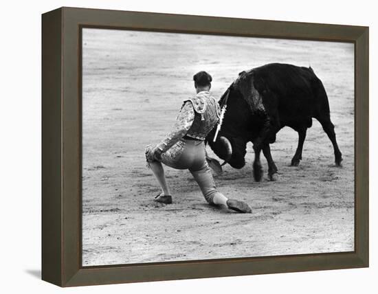 Matador Julian Marin and Bull in the Ring for a Bullfight During the Fiesta de San Ferman-Tony Linck-Framed Premier Image Canvas