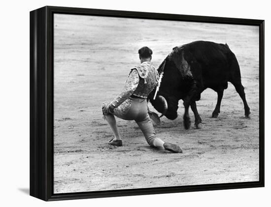 Matador Julian Marin and Bull in the Ring for a Bullfight During the Fiesta de San Ferman-Tony Linck-Framed Premier Image Canvas