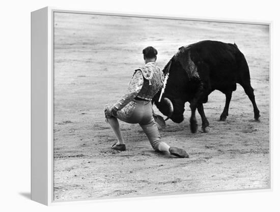 Matador Julian Marin and Bull in the Ring for a Bullfight During the Fiesta de San Ferman-Tony Linck-Framed Premier Image Canvas