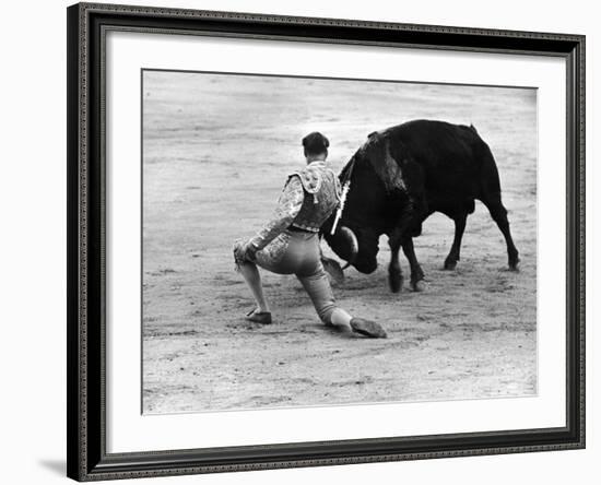 Matador Julian Marin and Bull in the Ring for a Bullfight During the Fiesta de San Ferman-Tony Linck-Framed Premium Photographic Print