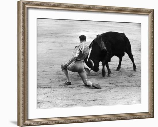 Matador Julian Marin and Bull in the Ring for a Bullfight During the Fiesta de San Ferman-Tony Linck-Framed Premium Photographic Print