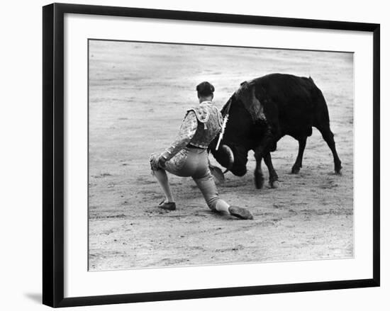 Matador Julian Marin and Bull in the Ring for a Bullfight During the Fiesta de San Ferman-Tony Linck-Framed Premium Photographic Print