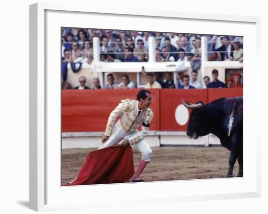 Matador Luis Miguel Dominguin Performing During a Mano a Mano Bullfight at the Bayonne Bullring-James Burke-Framed Premium Photographic Print