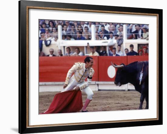 Matador Luis Miguel Dominguin Performing During a Mano a Mano Bullfight at the Bayonne Bullring-James Burke-Framed Premium Photographic Print