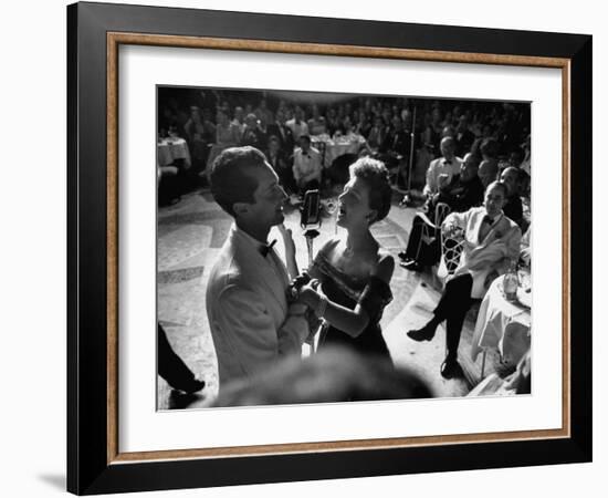 Matador Luis Miguel Dominguin Standing at Mike with Mary Martin During Hilton Hotel Opening-Yale Joel-Framed Photographic Print