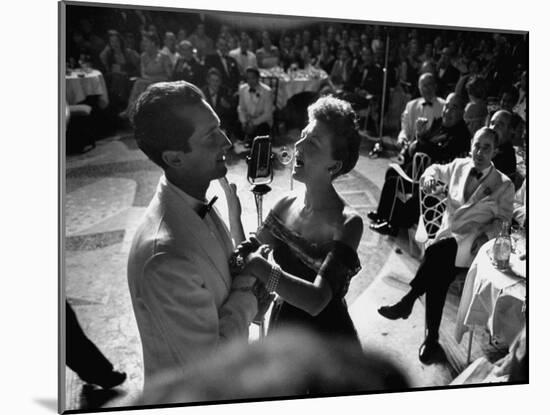 Matador Luis Miguel Dominguin Standing at Mike with Mary Martin During Hilton Hotel Opening-Yale Joel-Mounted Photographic Print