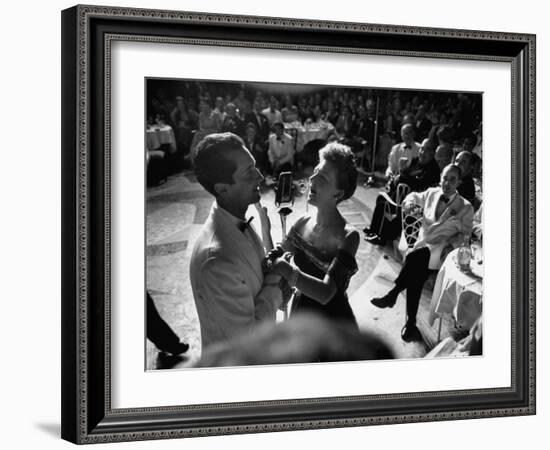 Matador Luis Miguel Dominguin Standing at Mike with Mary Martin During Hilton Hotel Opening-Yale Joel-Framed Photographic Print