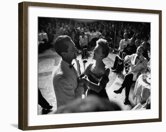 Matador Luis Miguel Dominguin Standing at Mike with Mary Martin During Hilton Hotel Opening-Yale Joel-Framed Photographic Print