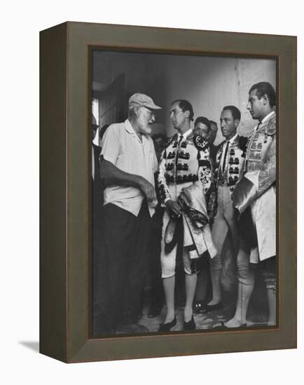 Matador Luis Miguel Dominguin with American Writer Ernest Hemingway-James Burke-Framed Premier Image Canvas