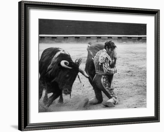 Matador Manuel Benitez, Performing Series of Passes on His Knees-Loomis Dean-Framed Premium Photographic Print