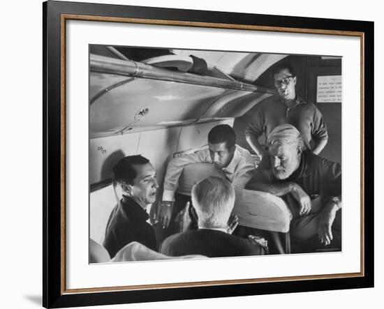 Matadors Luis Miguel Dominguin and Antonio Ordonez, with American Writer Ernest Hemingway-James Burke-Framed Premium Photographic Print