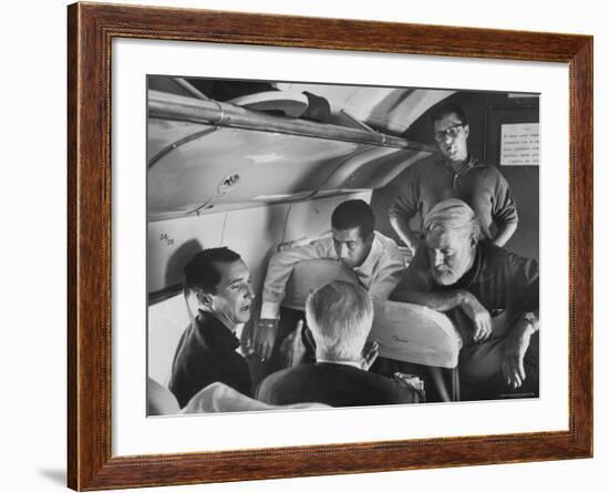 Matadors Luis Miguel Dominguin and Antonio Ordonez, with American Writer Ernest Hemingway-James Burke-Framed Premium Photographic Print