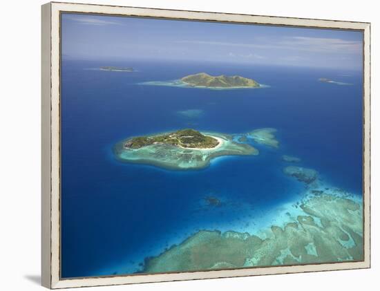 Matamanoa Island and Coral Reef, Mamanuca Islands, Fiji-David Wall-Framed Premier Image Canvas