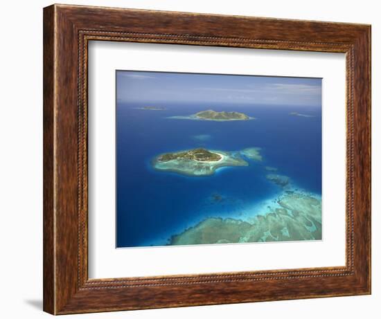 Matamanoa Island and Coral Reef, Mamanuca Islands, Fiji-David Wall-Framed Photographic Print