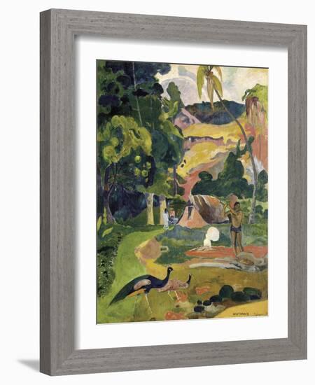 Matamoe or Landscape with Peacocks-Paul Gauguin-Framed Art Print