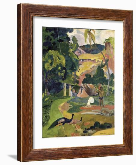 Matamoe or Landscape with Peacocks-Paul Gauguin-Framed Art Print