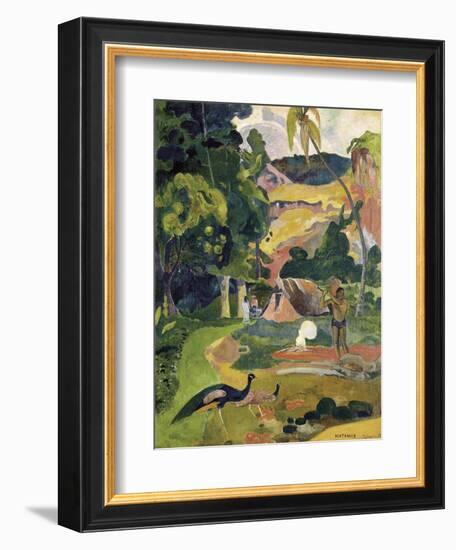 Matamoe or Landscape with Peacocks-Paul Gauguin-Framed Art Print