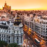 Panoramic Aerial View of Gran Via, Main Shopping Street in Madrid, Capital of Spain, Europe.-Matej Kastelic-Photographic Print