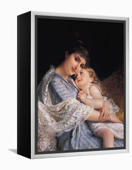 Maternal Affection-Emile Munier-Framed Premier Image Canvas