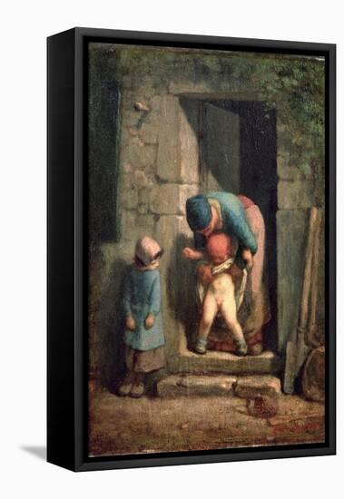 Maternal Care, 1855-57-Jean-François Millet-Framed Premier Image Canvas