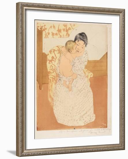 Maternal Caress, 1890-1-Mary Cassatt-Framed Giclee Print