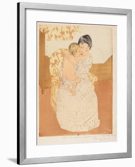 Maternal Caress, 1890-1-Mary Cassatt-Framed Giclee Print