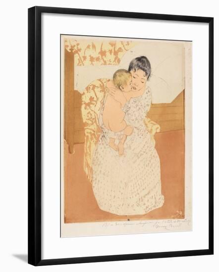 Maternal Caress, 1890-1-Mary Cassatt-Framed Giclee Print