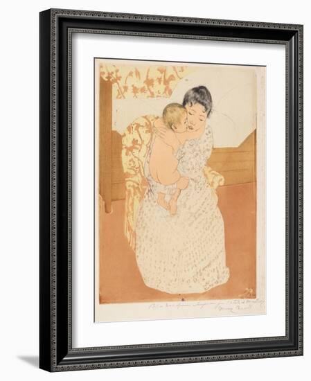 Maternal Caress, 1890-1-Mary Cassatt-Framed Giclee Print