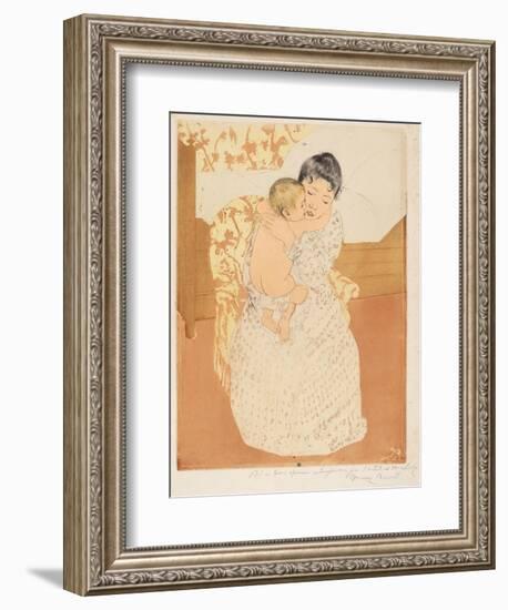 Maternal Caress, 1890-1-Mary Cassatt-Framed Giclee Print