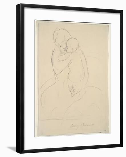 Maternal Caress, 1921  wove paper)-Mary Stevenson Cassatt-Framed Giclee Print