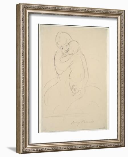 Maternal Caress, 1921  wove paper)-Mary Stevenson Cassatt-Framed Giclee Print