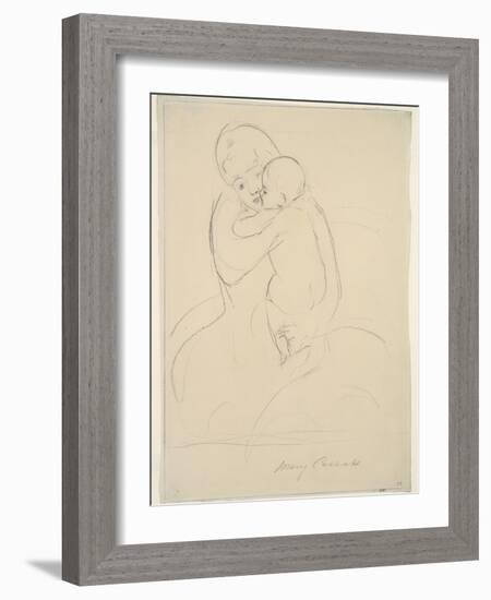 Maternal Caress, 1921  wove paper)-Mary Stevenson Cassatt-Framed Giclee Print