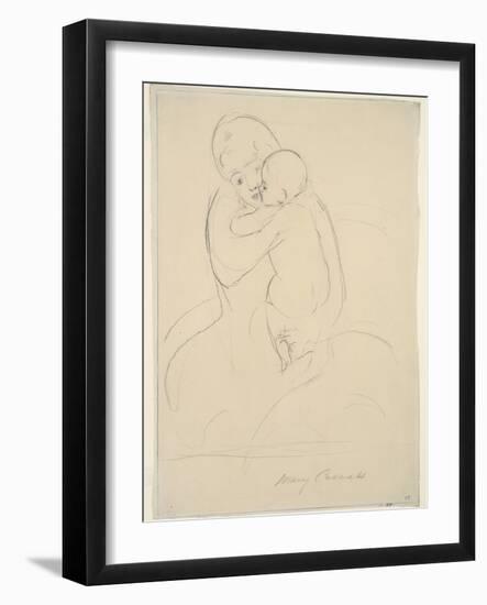 Maternal Caress, 1921  wove paper)-Mary Stevenson Cassatt-Framed Giclee Print