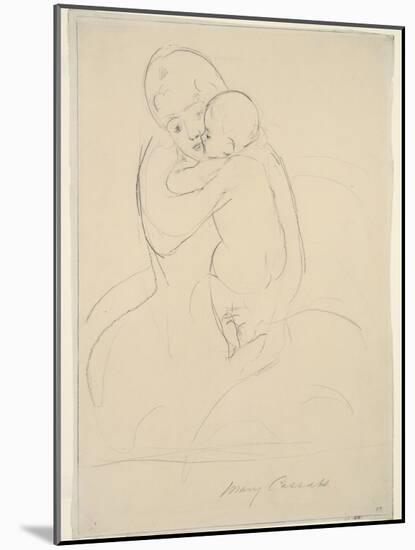 Maternal Caress, 1921  wove paper)-Mary Stevenson Cassatt-Mounted Giclee Print